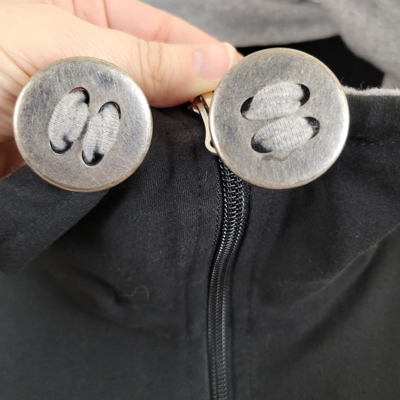 NEON BUDDHA black cotton cowl neck zip front cinchable sweatshirt jacket - Picture 7 of 8